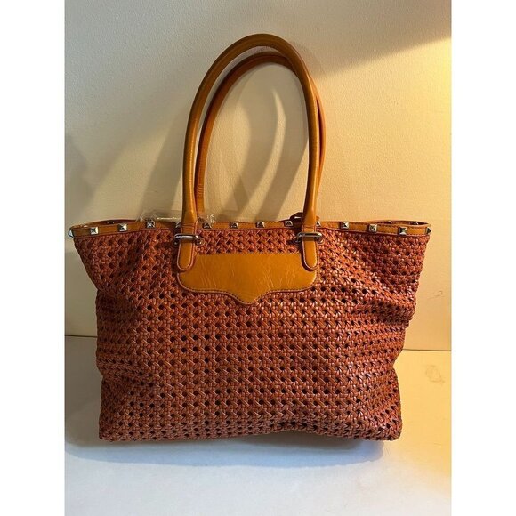 Rebecca Minkoff Leather Basket Weave Bag Large Satchel - Picture 4 of 9